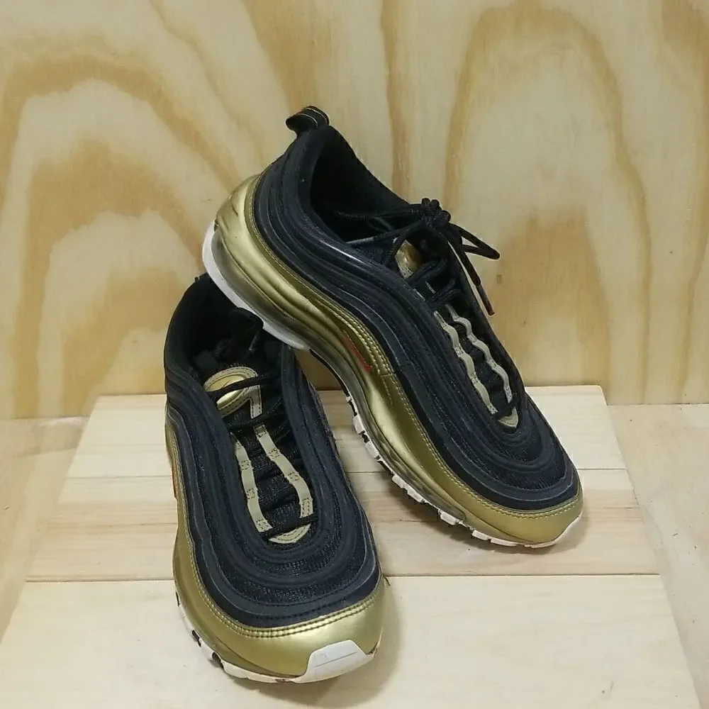 NIKE AIR MAX 97 RARE BLACK VARSITY RED METALLIC GOLD WHITE Mens  sz 7.5 Wmn's 9